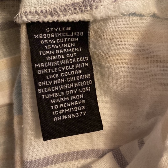 Sanctuary button down with front tie closure in chambray blue and white stripe. - Picture 6 of 6